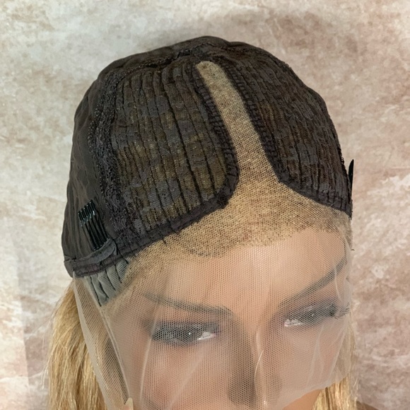 Human Hair Golden Blonde Lace Front Wig - Picture 7 of 10